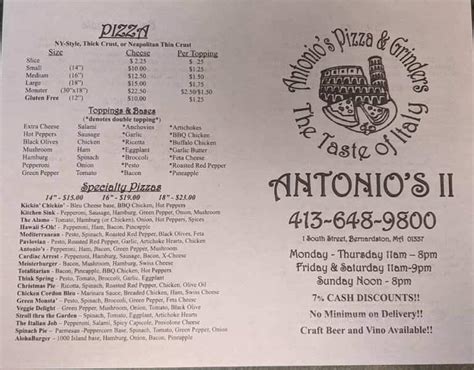 antonio's ii pizza & grinders menu